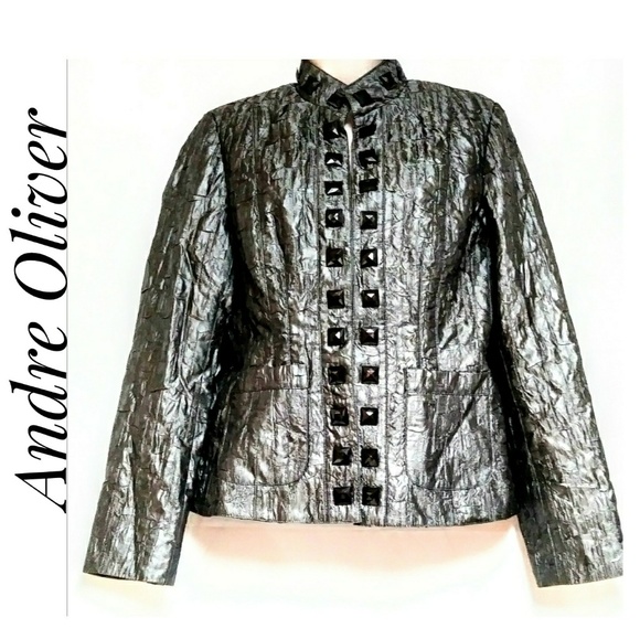 Andre Oliver Jackets & Blazers - Andre Oliver Jeweled Evening Jacket Pewter Size 4 Andre Oliver Jackets & Blazers - Andre Oliver Jeweled Evening Jacket Pewter Size 4